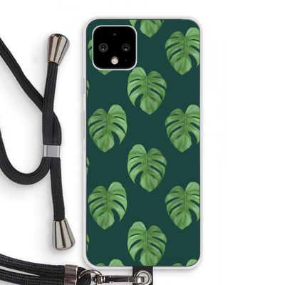 Monstera leaves: Pixel 4 Transparant Hoesje met koord