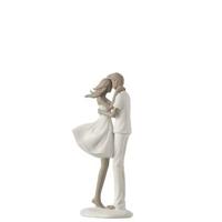 J-Line figuur Koppel Kussend - polyresin - wit|taupe