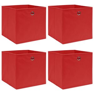 VidaXL Opbergboxen 4 st 32x32x32 cm stof rood