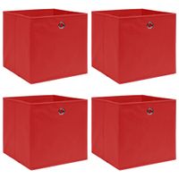 VidaXL Opbergboxen 4 st 32x32x32 cm stof rood - thumbnail