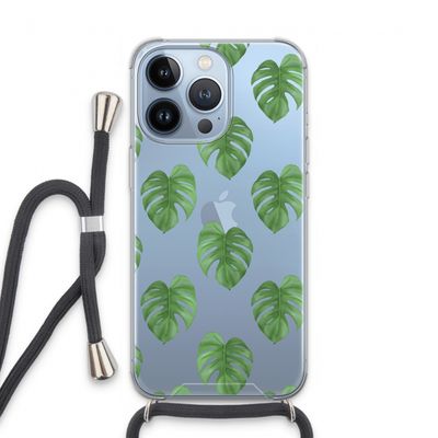 Monstera leaves: iPhone 13 Pro Transparant Hoesje met koord