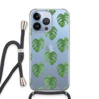 Monstera leaves: iPhone 13 Pro Transparant Hoesje met koord