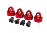 Traxxas - Shock caps, aluminum (red-anodized), GTX shocks (4)/ spacers (4) (for Sledge) (TRX-9664R)