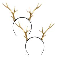 Carnaval verkleed Tiara/diadeem - 2x - hert/rendier gewei - dames/meisjes - Fantasy/elfjes thema