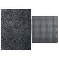 MSV Douche anti-slip mat en droogloop mat - Venice badkamer set - rubber/microvezel - donkergrijs