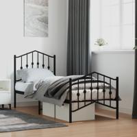 Bedframe met hoofd- en voeteneinde metaal zwart 75x190 cm