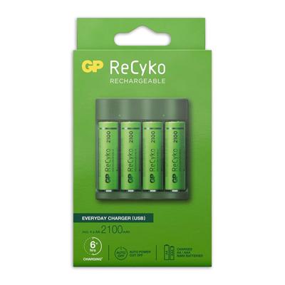 GP Usb batterijlader + 4 x aa-batterijen 2100mah nimh