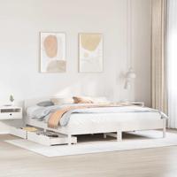 Bedframe zonder matras massief grenenhout wit 200x200 cm