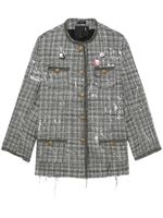 R13 paint-splatter buttoned tweed jacket - Gris