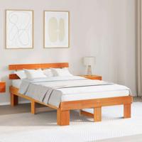 Bedframe met hoofdeinde Bruin 135 x 190 cm Massief grenenhout