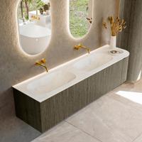 Badmeubel Mondiaz Kurve-Dlux | 175 cm cm | Meubelkleur Shadow | Wastafelkleur Opalo | Solid surface | Dubbel / Links spoelbak | Zonder kraangat(en)