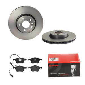 Remmenset, remschijf BREMBO, Remschijftype: Binnen geventileerd, Inbouwplaats: Vooras, u.a. für VW, Seat, Ford