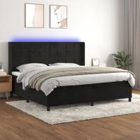 Boxspring met matras en LED fluweel zwart 200x200 cm