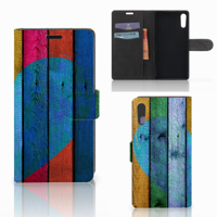 Sony Xperia XZ | Sony Xperia XZs | Book Style Case | Wood Heart - Cadeau voor je Vriend