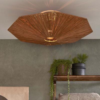 GOOD&MOJO Plafondlamp 'Panama' Raffia, 65cm, kleur Bruin