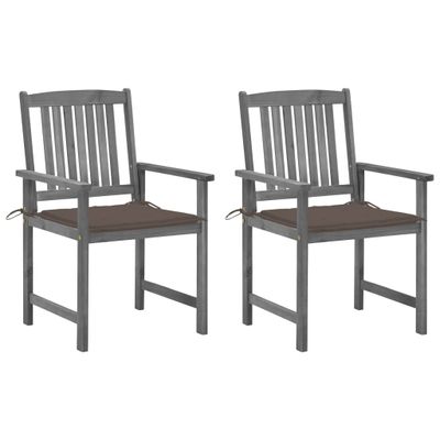 VidaXL Tuinstoelen 2 st met kussens massief acaciahout grijs