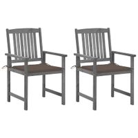 VidaXL Tuinstoelen 2 st met kussens massief acaciahout grijs - thumbnail