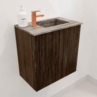 Toiletmeubel Mondiaz Joya Dlux | 40 cm | Meubelkleur Walnut | Faye wastafel Oza Wasbak Rechts | 1 kraangat