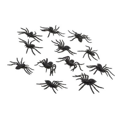 Atosa spinnen - 12x stuks - kunststof - zwart - 3 x 6 cm - helloween