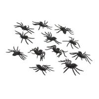 Atosa spinnen - 12x stuks - kunststof - zwart - 3 x 6 cm - helloween