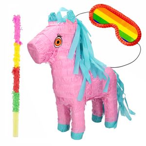 Pinata van een Paard set met masker en stok