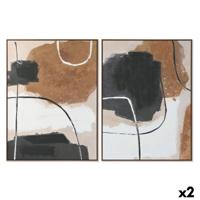Canvas Home ESPRIT Wit Bruin Zwart Abstract Stads 90 x 4 x 120 cm (2 Stuks)