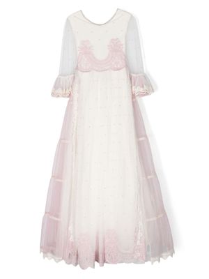 Manuela Macías robe en tulle Scarlette à taille empire - Blanc
