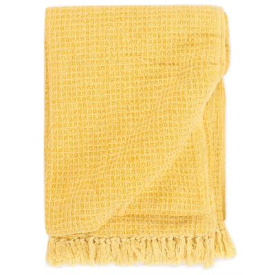 VidaXL Plaid 160x210 cm katoen mosterdgeel