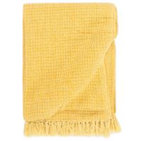 VidaXL Plaid 160x210 cm katoen mosterdgeel