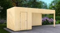 Poolhouse Trendy 200x300 cm + luifel 400 cm - onbehandeld- Plat dak- - Van Kooten Poolhouse Trendy 200x300 cm + luifel 400 cm - onbehandeld- Plat dak- - Van Kooten
