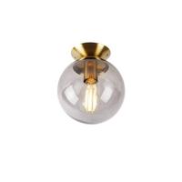 QAZQA Art deco plafondlamp messing met smoke glas - Pallon - thumbnail