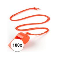 100 Stuks Voordelige plastic fluitjes oranje   -