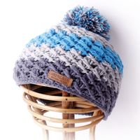 Wollen Muts Diagonaal Grijs-Turquoise