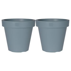 Pro Garden Plantenpot/bloempot - 2x - Tuin buiten - kunststof - blauw - D35 cm - Plantenpotten