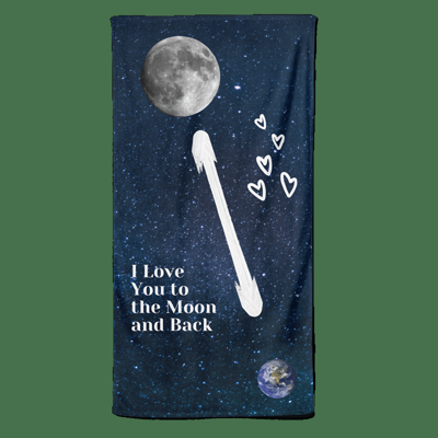 Valentijn handdoek I Love you to the Moon and back - Pillow Buddies