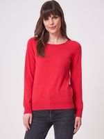 Basic fijngebreide boothals trui van biologisch cashmere