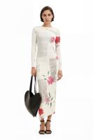 Aansluitende midi-jurk tekst - WHITE - XL