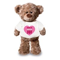 Knuffel teddybeer Liefste Juf wit shirt 24 cm