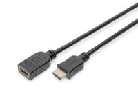 Digitus AK-330201-030-S HDMI-kabel HDMI Verlengkabel HDMI-A-stekker, HDMI-A-bus 3.00 m Zwart High Speed HDMI met ethernet, Geschikt voor HDMI, Rond, Vergulde - thumbnail