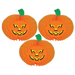 Set van 3x stuks halloween versiering pompoen decoratie 30 cm