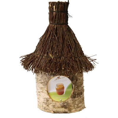 Vogel voederhuisje - 36 cm - berkenhout - rieten/tenen dak - pindakaashuisje -vogelhuisje