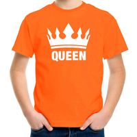 Oranje Koningsdag Queen shirt met kroon meisjes - thumbnail