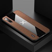 Voor Xiaomi mi CC9 XINLI stiksels doek textuur schokbestendig TPU beschermhoes (bruin)
