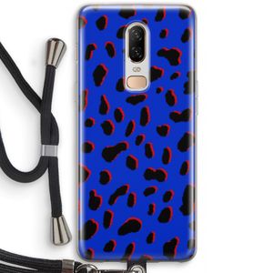 Blue Leopard: OnePlus 6 Transparant Hoesje met koord
