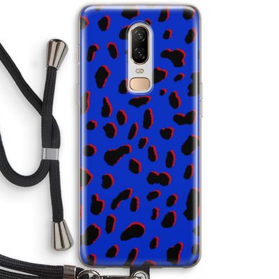 Blue Leopard: OnePlus 6 Transparant Hoesje met koord