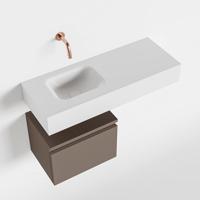 Toiletmeubel Mondiaz Andor | 80 cm | Meubelkleur Smoke | Lex vrijhangend wastafel Talc Links | Zonder kraangat