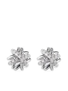 David Yurman puces d'oreilles Crossover en argent sterling serties de diamants