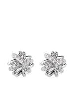 David Yurman puces d'oreilles Crossover en argent sterling pavées de diamants (11 mm) - thumbnail