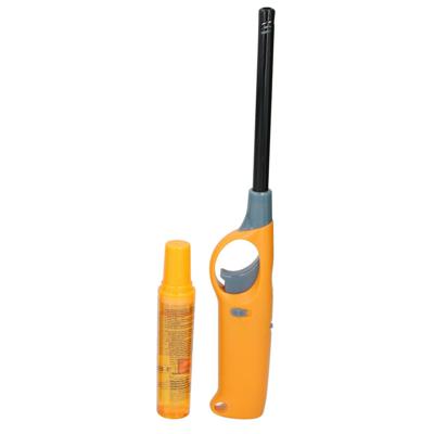 Flame Classics Gasaansteker - lange steel - met navul cilinder - geel - 25 cm - BBQ/ keuken