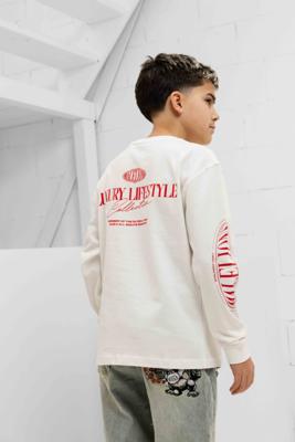 Malelions Relaxed Lifestyle Longsleeve T-Shirt Kids Gebroken Wit - Maat 164 - Kleur: Gebroken WitRood | Soccerfanshop